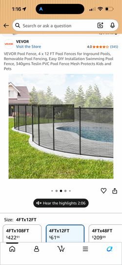 4x12 pool fencing new