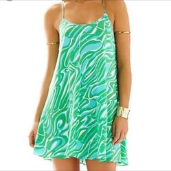 Lilly Pulitzer Women Finders Keepers Maisy Silk Green White Slip Dress Size XS Retail $58