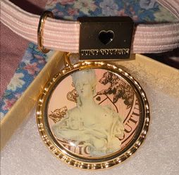 Juicy Couture Pink Elastic Bracelet Hair Tie Cameo Charm