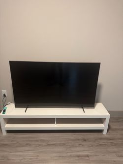 55" Samsung 4K QLED Smart TV + Modern White TV Stand (Great Condition!)