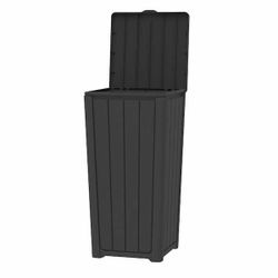 New-Pepe Tee 23 Gallon Outdoor Garden Trash Can, Resin Waterproof Garbage Bin for Yard/Patio, 15.16"x15.55"x30.71"(Black)