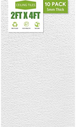 2ft x 4ft Drop Ceiling Tiles，Printed Pro Ceiling Tiles 24 x 48in. Waterproof, Washable and Fire-Rated - Reusable - High-Grade PVC to Prevent Breakage-