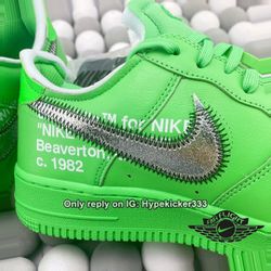 Nike Air Force 1 Low Off-White Light Green Spark Comes with box shoes for  Sale in Cottonwood, AZ - OfferUp
