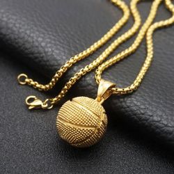 Basketball Necklace+Pendant 24 Inch Gold Silver Plated Zinc Alloy New