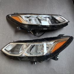 Pair Headlights Chevy Cruze 2016-2019 Halogen Headlamps Assembly Black LH RH Side 