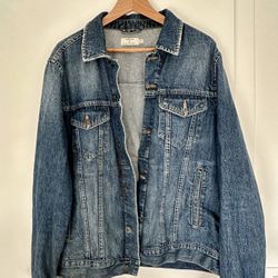 Mens Topshop Dark Wash Denim Jacket Large