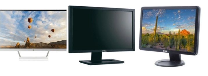 Screen/ Monitors : HP, Dell (3 Piece Set)