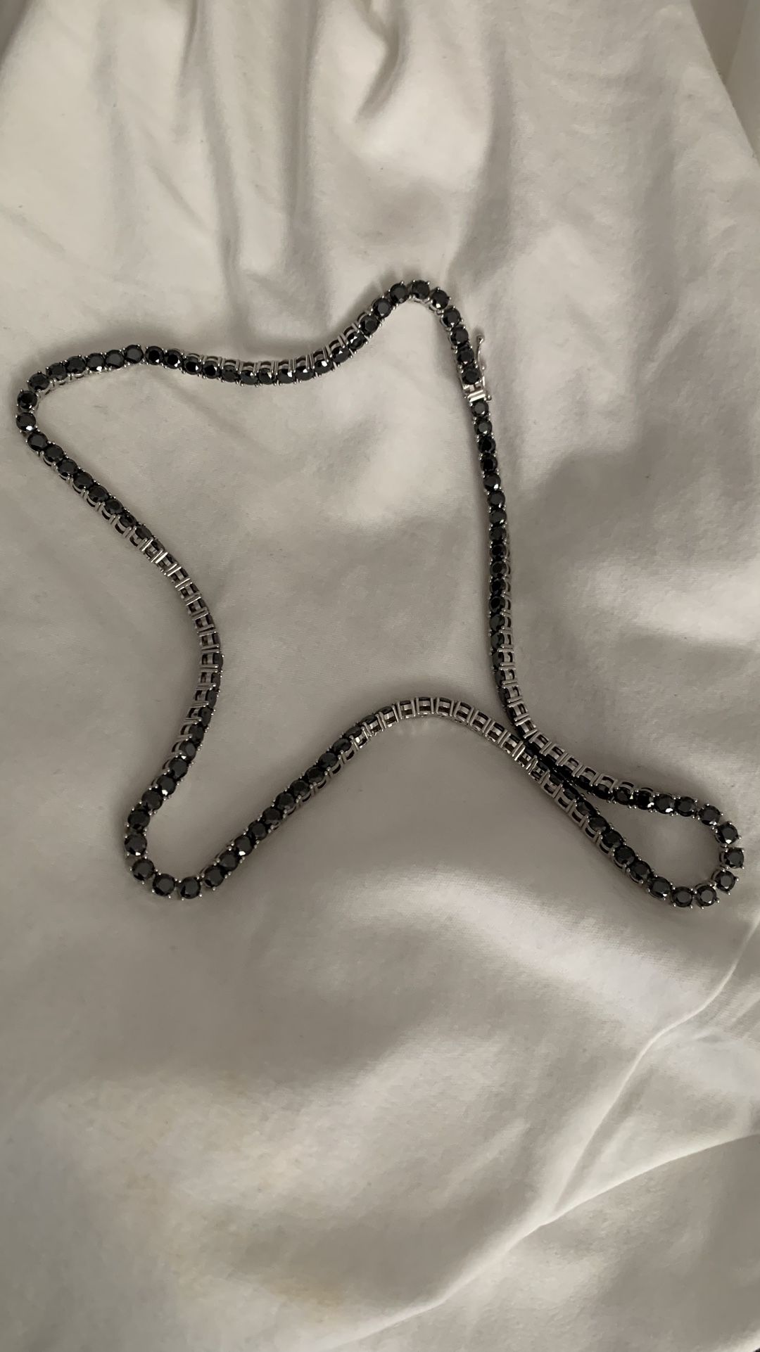 925 SILVER REAL BLACK DIAMOND TENNIS NECKLACE