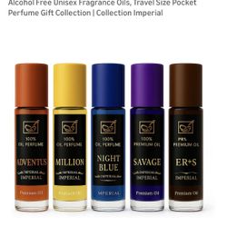 Perfume Oil Roll On Set 5 x 8 ml (0.27 fl oz) – Long Lasting Alcohol Free Unisex Fragrance Oils, Travel Size Pocket Perfume Gift Collection | Collecti