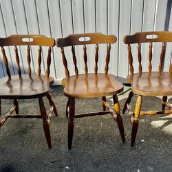 Set Of 3 Solid Wood Dining Chairs 