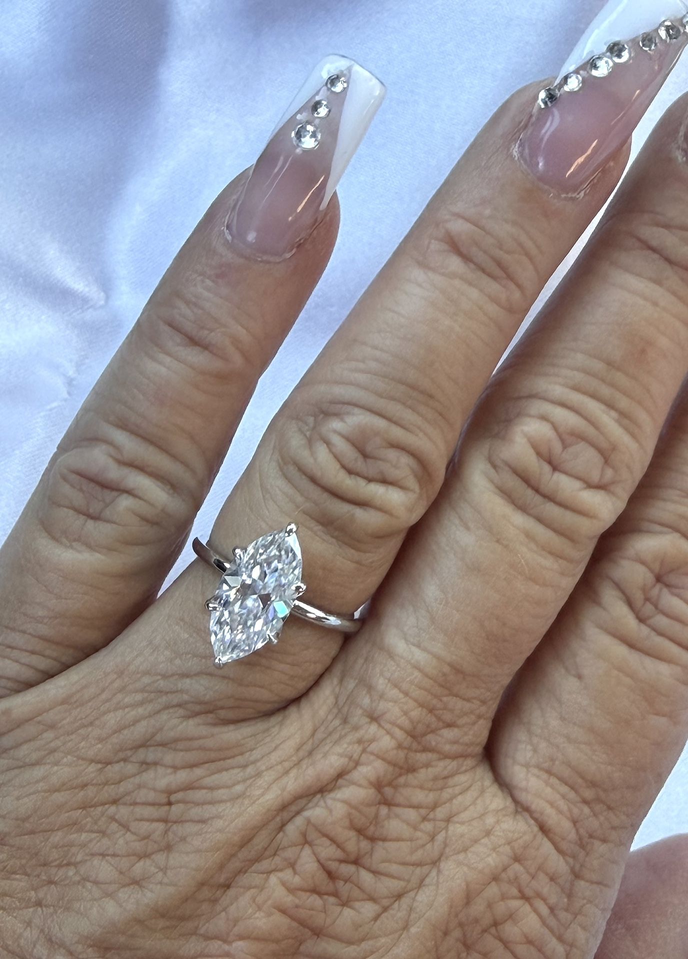 NEW! 3CT. Marquee Cut Solitaire, Genuine Moissanite Gemstone Engagement Ring, Please See Details πΉ