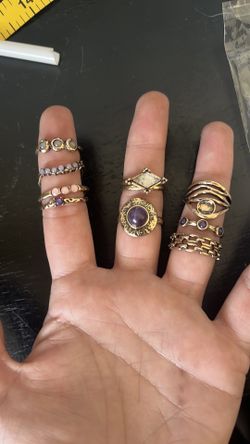 Free People Set Of 9 Bronze Rings