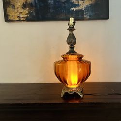 Midcentury Vintage Amber Lamp