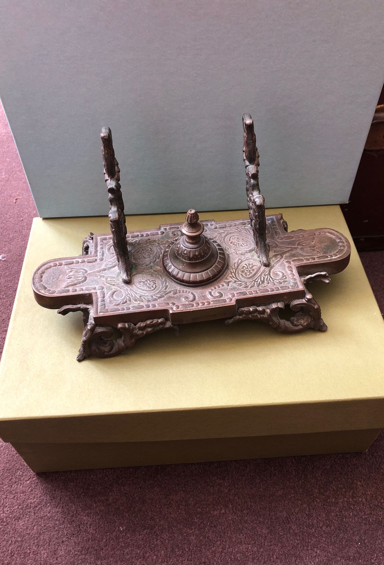 Bronze vintage inkstand