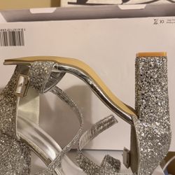 silver sparkly heels size 37 in women’s !