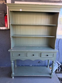 Sage Green Painted Wood Farmhouse Hutch