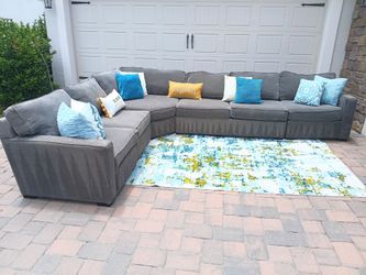 Grey Oversized L shaped Sectional Sofa