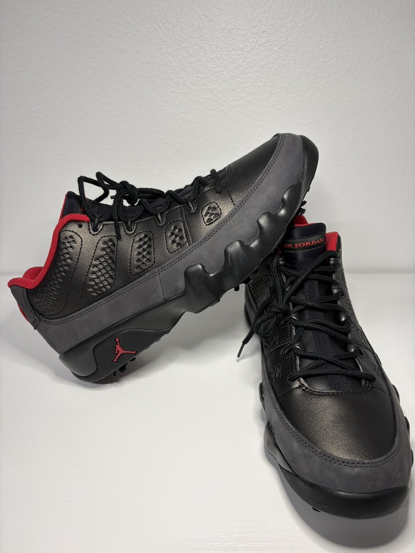 Men Nike Air Jordan 9 Retro Low Golf ‘Charcoal Black/Red FJ5934-002 Size 11 NWOB