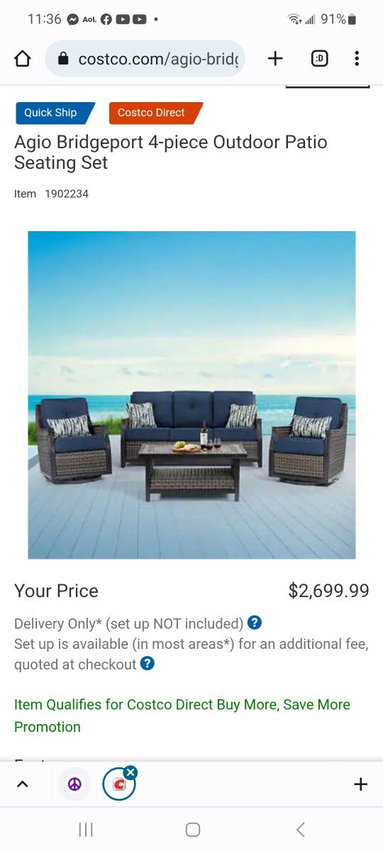 agio bridgeport 4-piece deep seating $2,100