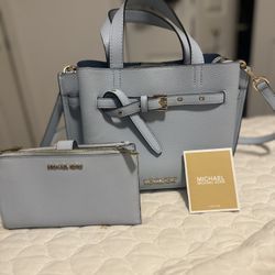Michael kors Emilia Small Pebbled Leather Crossbody/satchel With Matching Wallet 