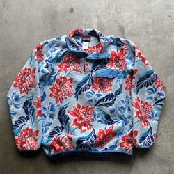 Vintage 2000s Floral Hawaii Patterned Patagonia Synchilla Fleece Button Up Jacket