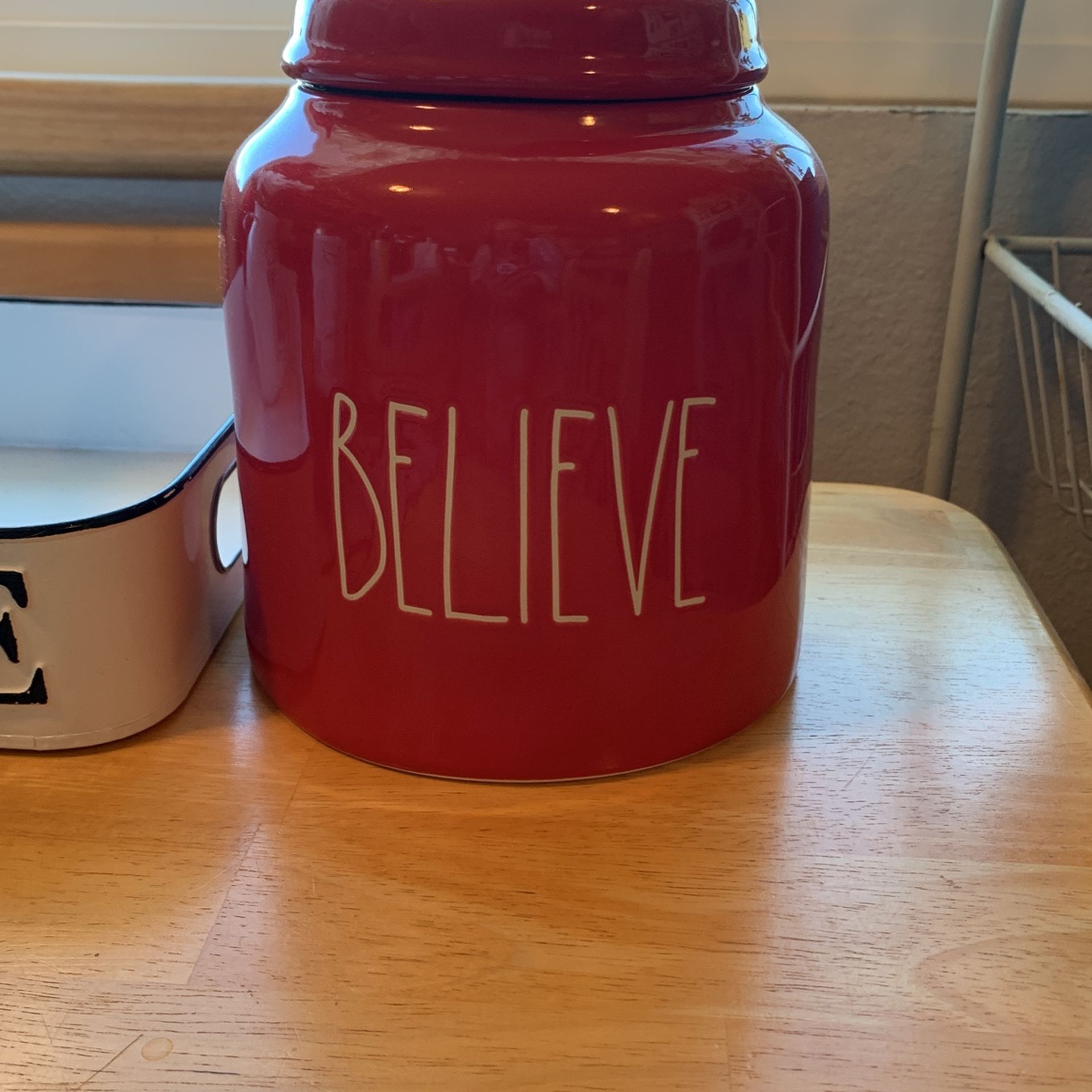 Household General Big Rae Dunn Believe Canister