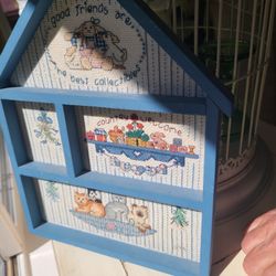 Cottage Farmhouse cross stitch Sampler Good Friends Rabbit Geese Bunny Shadowbox 