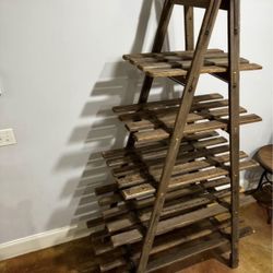 Wooden LADDER SHELF DISPLAY 5 - Shelves