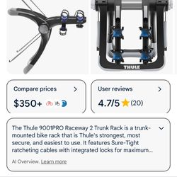 New In Box. Thule 9001 Raceway Pro 2 Trunk Bike Carrier 