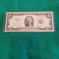 1963 $2 Dollar Red Seal Low Serial # Series A $100