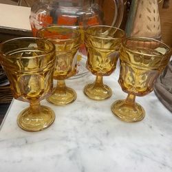Vintage Amber Glass Wine Glasses Glass Set Of Four 