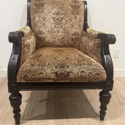 Vintage Armchair Wood Upholstered Furniture 