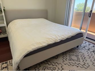 California King Size Bed Frame - Low Profile Upholstered Platform Bed with Headboard