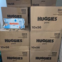 Boxes of Wipes 560 Count Huggies Pure