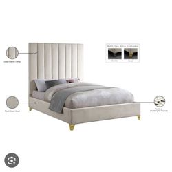 Cream Velvet Bed Frame 
