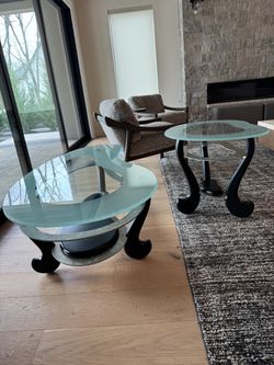 Modern Frosted Glass Top Coffee Table and End Table Set