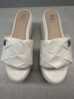 Shane Justin Woven Platform Sandal Shoe Size 38. Preowned worn 1X, No Box