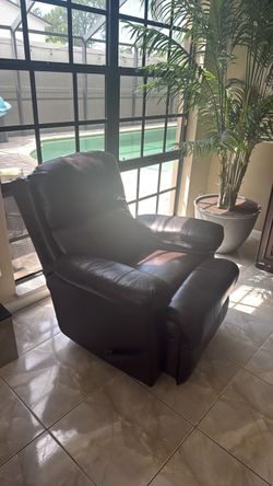 Dark Brown Leather Recliner Chair