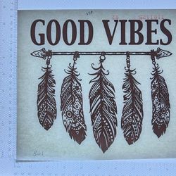 Iron On Heat Transfer  Good For T-shirts Sweaters Jackets T Shirt Design Size Is About 8x8  Good Vibes #158