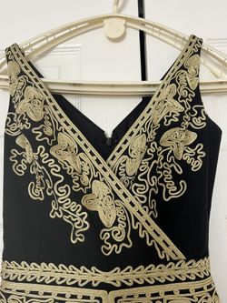 Beth Bowley Anthropologie Wool Party Dress Black Gold Embroidery Dress(0-XS)  for Sale in West Palm Beach, FL - OfferUp