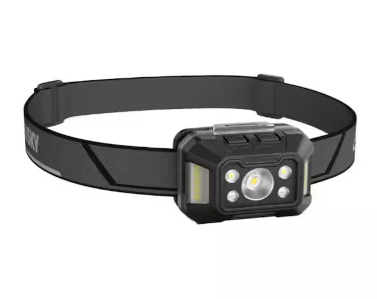 Husky 650 Lumens Dual-Power Broad Range LED Headlamp 7 Modes with USB Port and Rechargeable Battery