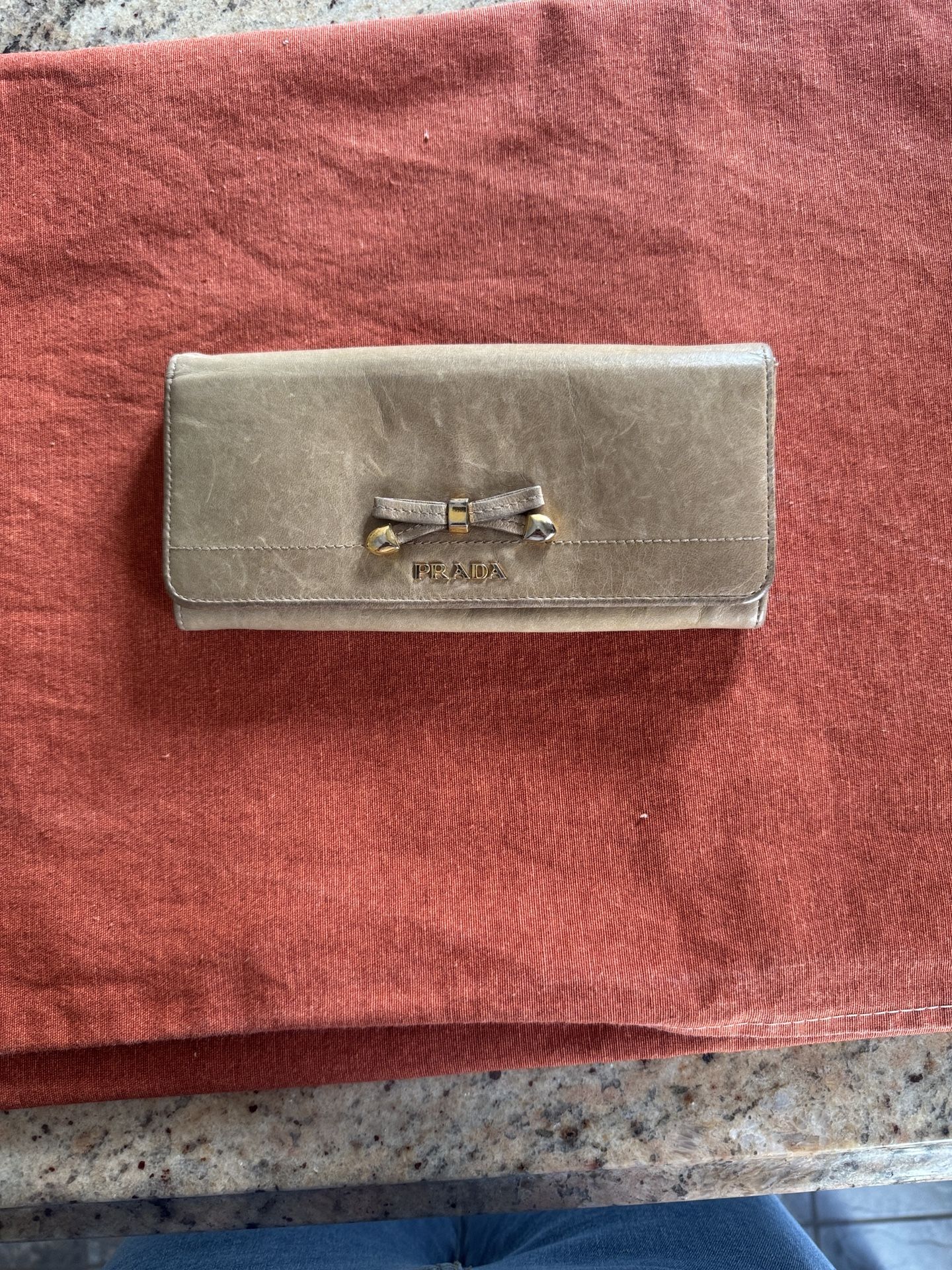Authentic Prada Soft Beige Leather Wallet