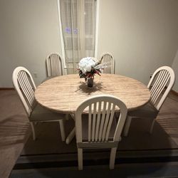 5-7 Pc Solid Oak Dining Room Set-Ivory