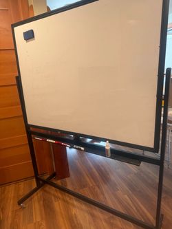 White Board Double Sided Mobile Rolling Stand Magnetic Dry Erase