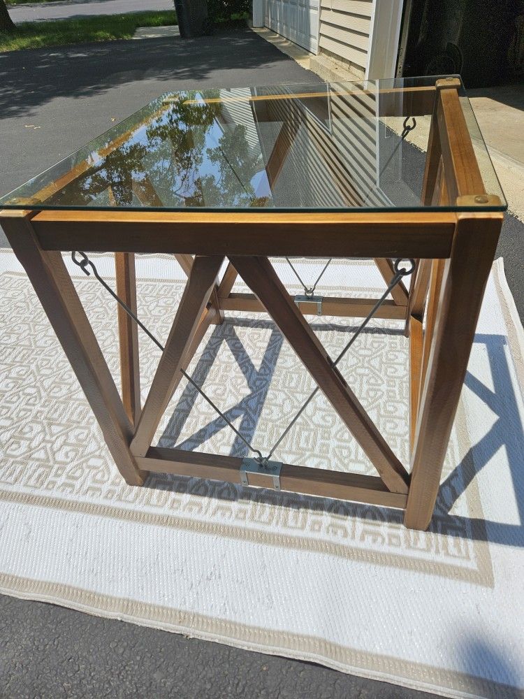 Sturdy Glass Top End Table