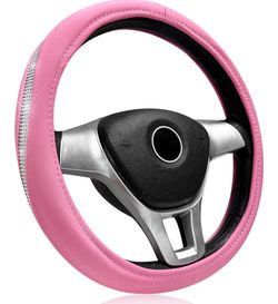 Pink swirl bling steering wheel cover