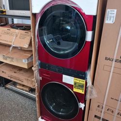 New LG Stackable Red Washer And Gas Dryer
