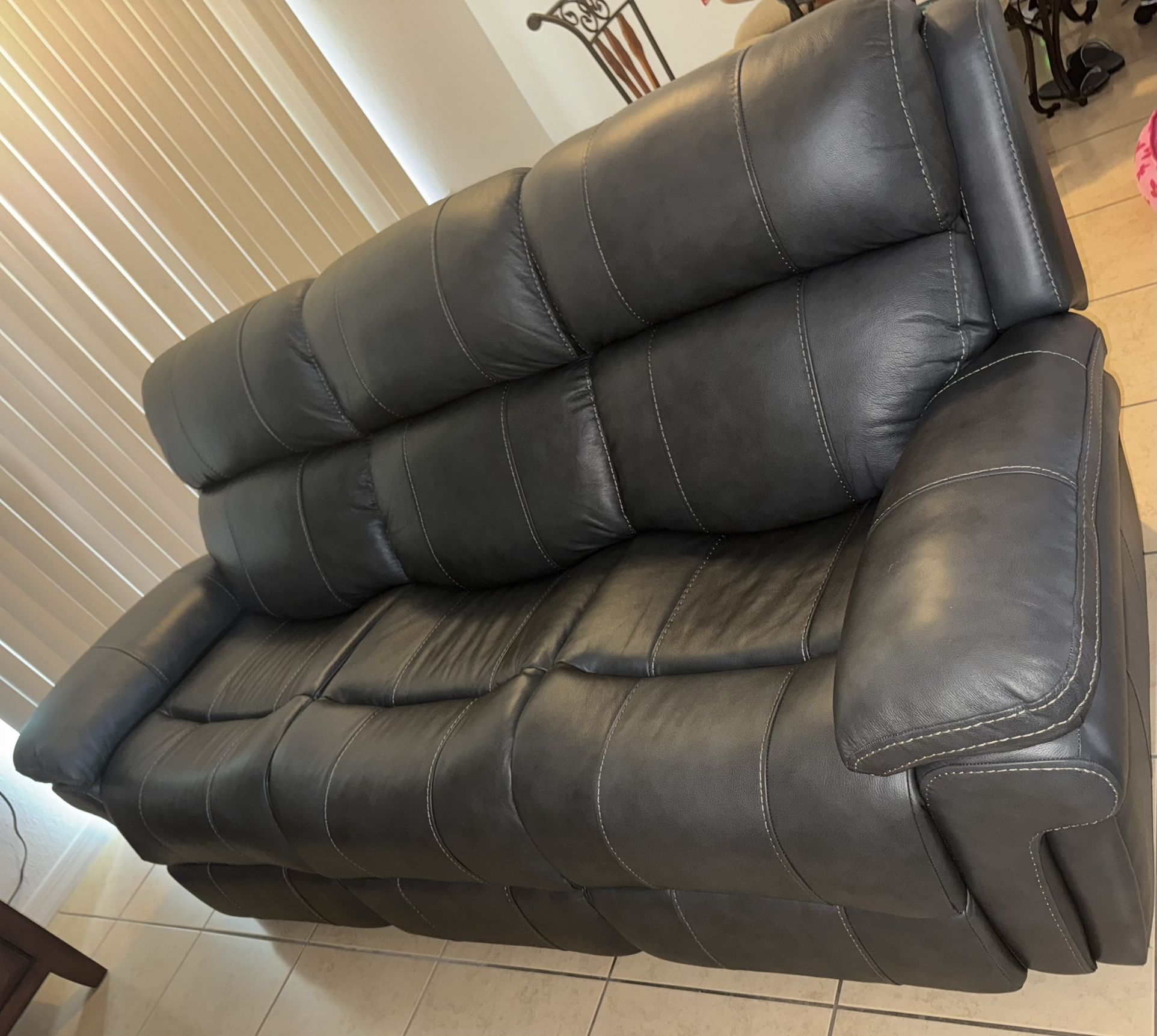 Grey Reclining Sofa & Power Loveseat Set