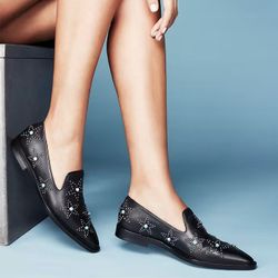 Valentino star studded cabochon leather drivers loafers size 38.5