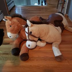 Two Giant Stuffed Toy Horses